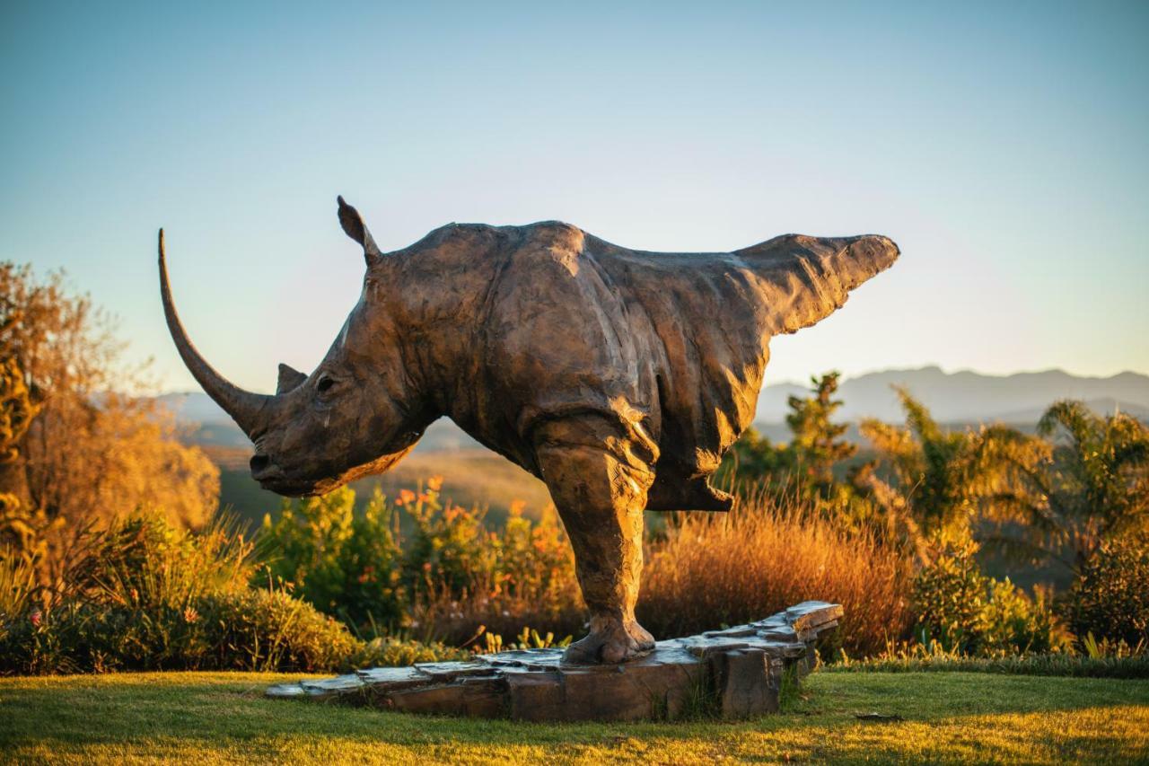 Sky Villa Boutique Hotel By Raw Africa Collection Plettenberg Bay Ngoại thất bức ảnh The sculpture of a white rhinoceros at the entrance of the park